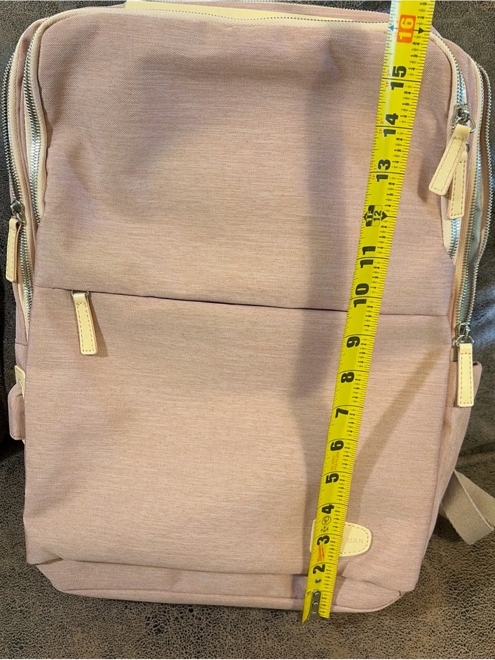 NOBLEMAN Backpack for women and man,Waterproof travel work Beige -pink Plus  USB